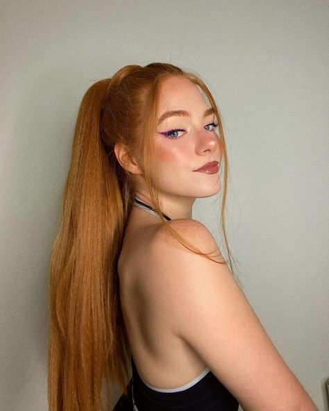 KIM CANNIFF on Instagram: "Wearing the MIYA strawberry blonde ponytail ✨ swipe🍓 @insertnamehere KIMCANNIFF for 15% off ✨ #insertnamehere #inhhair #inhbabe #redhead…" Hair Inspo Ideas, Summer Hair Inspo, Hair Color Names, Elegant Braids, Curly To Straight, Event Hairstyles, 23 Summer, Straight Black Hair, Blonde Ponytail