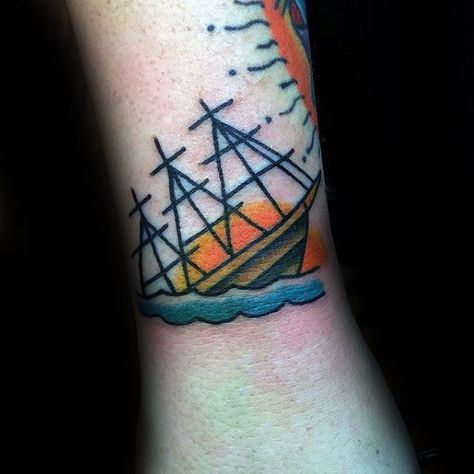 Traditional Nautical Tattoo Flash, Sinking Ship Tattoo Traditional, Sinking Boat Tattoo, Simple Ship Tattoo, Sinking Tattoo, Sinking Ship Tattoo, Shipwreck Tattoo, Sunken Ship Tattoo, Traditional Nautical Tattoo