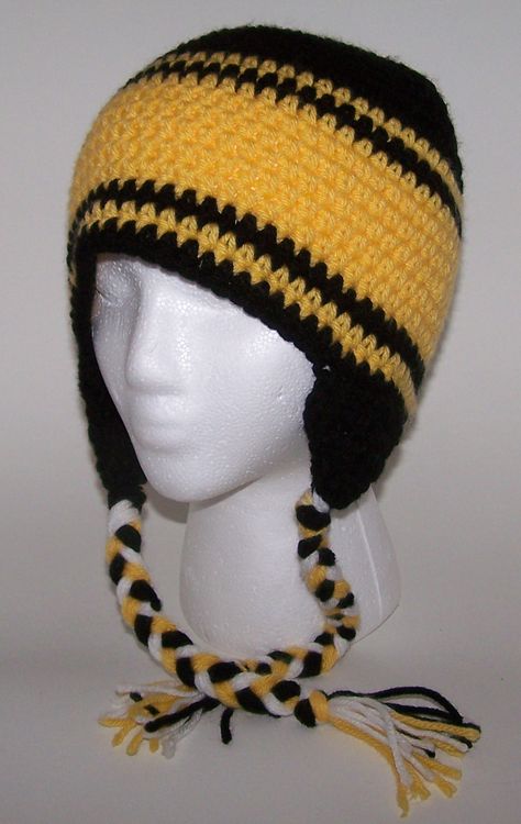 Pittsburgh Steelers Crochet Patterns, Steelers Crochet, Sport Theme, Foot Ball, Steelers Football, Crochet Fingerless Gloves, Hooded Scarf, Crochet Inspiration, Spirit Wear