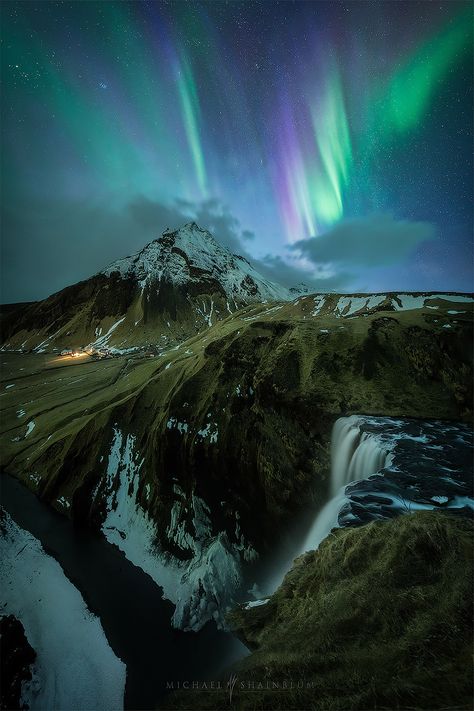 Breathtaking Photos by Michael Shainblum | Daily design inspiration for creatives | Inspiration Grid Iceland Mountains, Iceland Aurora, Waterfall Iceland, Iceland Nature, Skogafoss Waterfall, Iceland Landscape, Waterfall Photo, Iceland Photography, Northern Lights (aurora Borealis)