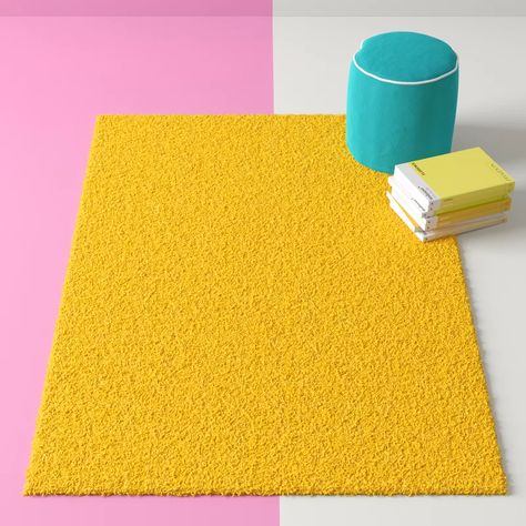 Andover Mills™ Marcy Sapphire Blue Area Rug & Reviews | Wayfair Dark Rug, Coral Area Rug, Yellow Carpet, Floor Stain, Yellow Area Rug, Sun Yellow, Modern Color Palette, Old Room, Yellow Area Rugs