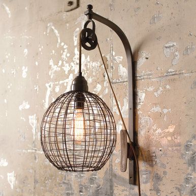 Farmhouse Style Lighting Fixtures, Pulley Light, Farmhouse Style Lighting, Diy Pendant Light, Hanging Pendant Lamp, Rustic Wall Sconces, Boys Bathroom, Rustic Lighting, Farmhouse Lighting