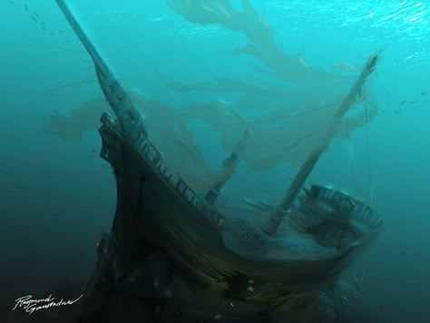 Sunken Ship Painting, Sunken Ship Aesthetic, Dark Nautical, Underwater Shipwreck, Sunken Ships, Sunken Ship, Ship Wrecks, Ship Wreck, Poseidon Tattoo