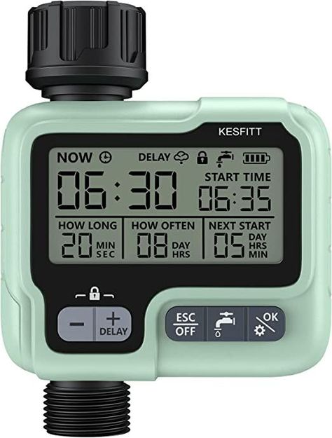 Kesfitt Garden Sprinkler Timer,Water Timer Programmable Outdoor Hose Timer with Rain Delay/Auto/Manual 3 Modes,Waterproof Digital Irrigation Timer System for Lawns Pool Outdoor Garden Water Timer, Garden Sprinklers, Water Sprinkler, Pool Outdoor, Digital Alarm Clock, Garden Hose, Egift Card, Outdoor Garden, Repair