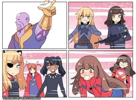 PATREON COM/PRINCESSHINGHO Thanos cartoon anime comics fiction mangaka tg genderswap avengers thanos spiderman iron man thor Rule 63, Anime Memes Funny, Marvel Funny, Anime Meme, Fun Comics, Fluttershy, Marvel Memes, The Villain, Anime Comics