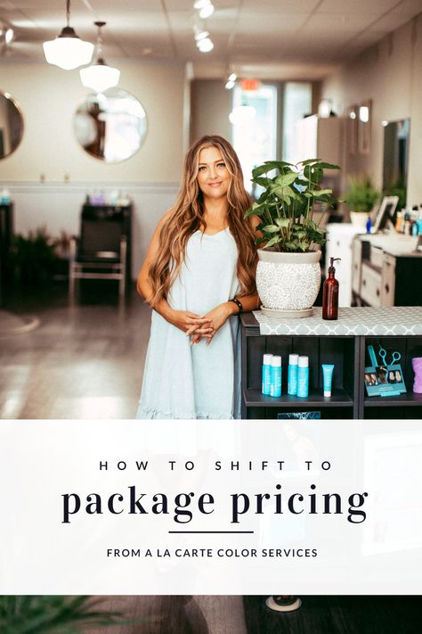 I've been a stylist since 2002, and I've finally shifted to Package Pricing after owning my salon for six years. Here is my personal experience with shifting from a la carte color services to package pricing. Hair Salon Service Menu Ideas, Holistic Hair Salon, Salon Services Menu Ideas, Hair Salon Price List, Hair Salon Branding, Hair Salon Prices, Round Face Men, Salon Price List, Salon Owner