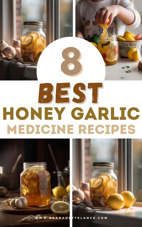 Looking for ideas for natural remedies to soothe colds, sore throats, and coughs? These 8 garlic honey medicine recipes are packed with the healing benefits of garlic and honey! From garlic honey lemon medicine to garlic ginger honey medicine, you’ll find simple DIY remedies that work wonders for the whole family. We’re also sharing ideas for garlic honey medicine for kids and how to make them as thoughtful gifts! Garlic Remedies For Cold, Honey Cold Remedy, Honey Garlic For Colds, Garlic Ginger Honey Remedy, Garlic Honey Medicine, Garlic And Honey Remedy, Ginger For Cough, Garlic For Colds, Honey Medicine