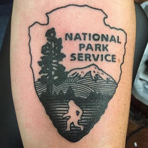 National Parks Tattoo Ideas, National Parks Tattoo, National Park Tattoo Ideas, Big Foot Tattoo, Sasquatch Tattoo, National Park Tattoo, Bigfoot Tattoo, Saints Tattoo, Denver Tattoo