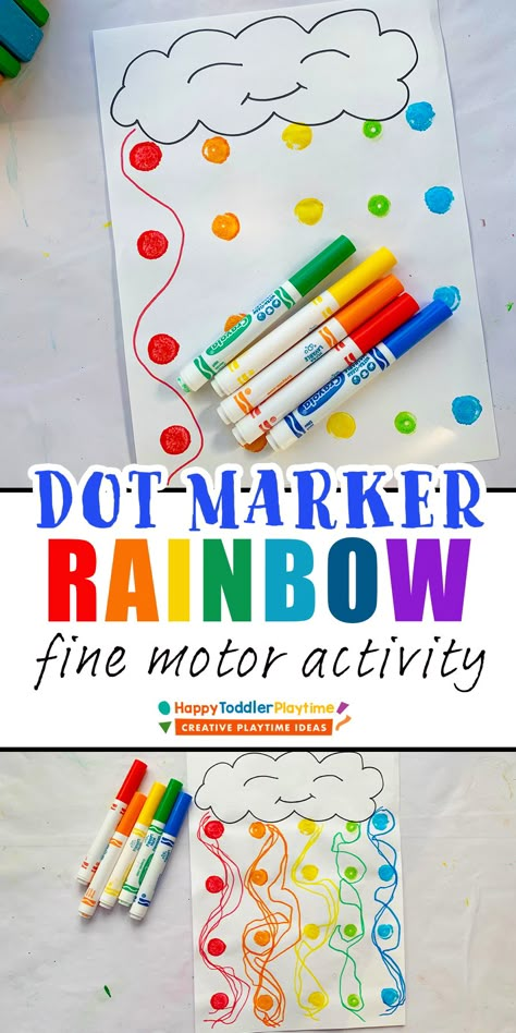 April Fine Motor Activities For Preschoolers, Fine Motor Skill Art And Craft, Rainbow Fine Motor Preschool, Preschool Marker Activities, Marker Activities For Preschool, April Occupational Therapy Activities, Fine Motor Arts And Crafts, Colorful Activities For Preschool, Same Or Different Preschool Activities