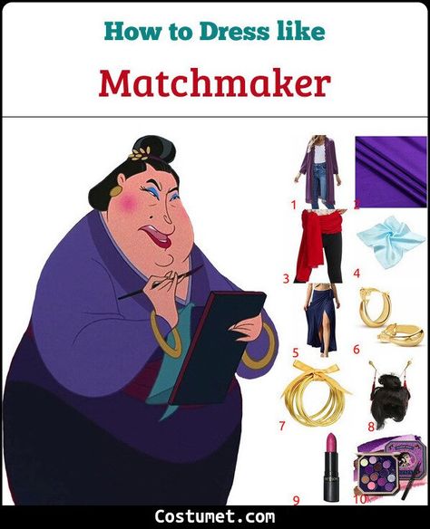 Mulan Matchmaker Costume, Mulan Costume Diy, Mulan Matchmaker, Mulan Halloween Costume, Mulan Halloween, Mulan Cosplay, Disney Cosplay Costumes, Purple Kimono, Pijama Party