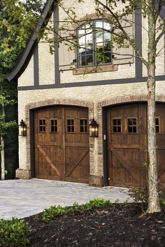 61+ Amazing Garage Door Ideas including One, Two, and Three Door Designs and Sectional, Carriage, Modern, Rustic, and Sliding Door Styles. Carriage Style Garage Doors, Garage Door Design, Paris Home, Tudor House, Casa Exterior, Pool Design, Design Exterior, Garage House, French Country House