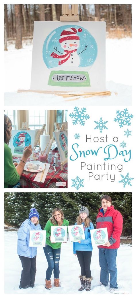 Paint Party Ideas, Social Artworking, Painting Ideas For Kids, Party Design Ideas, Kids Painting Party, Artificial Christmas Garland, Paint Parties, Painting Party, Winter Painting