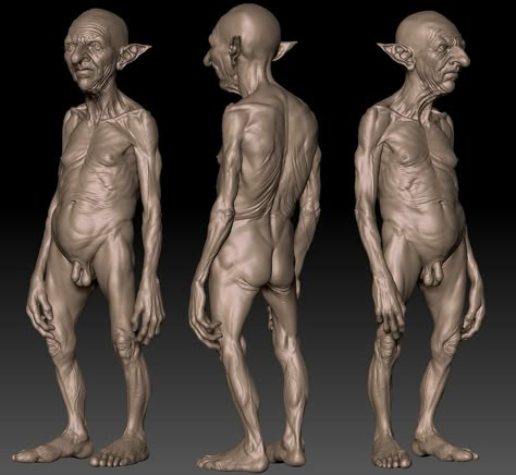 Eoin Cannon's Sketchbook: Goblin WIP Human Anatomy Study, Zbrush Anatomy, Goblin Art, Zbrush Character, Monster Under The Bed, Man Anatomy, Creature Artwork, 3d Sculpture, Alien Concept Art