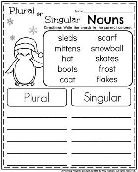 1st Grade Math and Literacy Printables - January CCSS These 25 1st Grade Math and Literacy printable worksheets are a No Prep, fun way to work on common core co Jolly Grammar, Nouns First Grade, Singular Noun, Singular Plural, Kindergarten Writing Activities, First Grade Curriculum, Singular Nouns, 1st Grade Activities, Nouns Worksheet