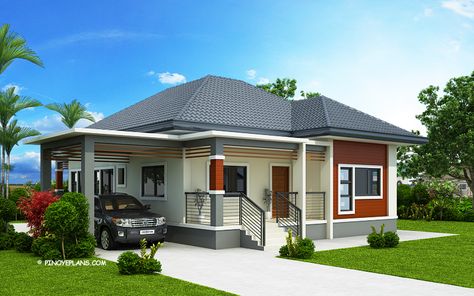 Miranda - Elevated 3 Bedroom with 2 Bathroom Modern house | Pinoy ePlans Modern Bungalow House Plans, Small House Architecture, Philippines House Design, Modern Bungalow House Design, Home Designs Exterior, Three Bedroom House Plan, Bungalow Style House, One Storey House, Affordable House Plans