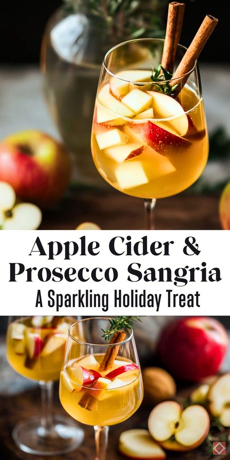 Refresh your fall drink lineup with this apple cider and Prosecco sangria! A sparkling twist on classic cider, this cocktail is perfect for holidays, Friendsgiving, or cozy autumn nights. Save this pin to bring a touch of sparkle to your next gathering! Prosecco Mixed Drinks, Apple Cider Prosecco, Christmas Punch Alcoholic, Christmas Meal Recipes, Prosecco Sangria, Punch Alcoholic, Bubbly Cocktails, Apple Cider Sangria Recipe, Cider Cocktail