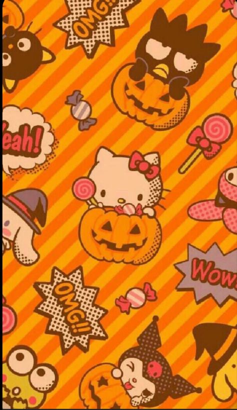 #halloween #spooky #pumpkin #tiktok #aesthetic #wallpaper #cute #vintage Halloween Kitties, Hello Kitty Halloween Wallpaper, Sanrio Halloween, Halloween Desktop Wallpaper, Helloween Wallpaper, Hello Kitty Decorations, Halloween Wallpaper Backgrounds, Halloween Wallpaper Cute, Walpaper Hello Kitty