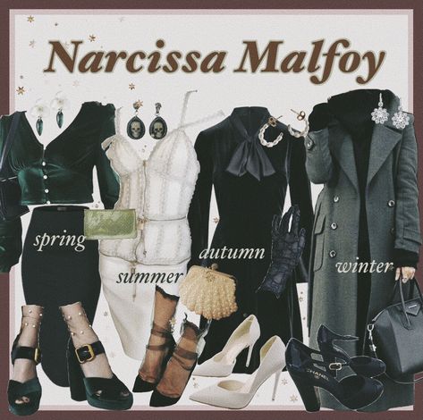 Black Inspired Outfits, Slytherin Core, Outfits Guide, Slytherin Outfit, Narcissa Malfoy, Slytherin Fashion, Seasonal Outfits, Hogwarts Outfits, Academia Outfits