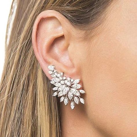 Ear Piercing Earrings Real Diamond Earrings, Diamond Earrings Design, Womens Earrings Studs, Diamond Jewelry Designs, Earrings Design, Earrings Studs, Ear Piercing, Delicate Earrings, Ear Cuffs