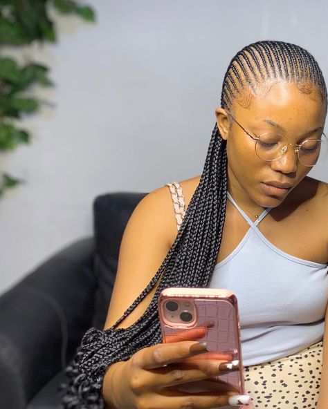 All back braids Short Straight Back Cornrows, Small Cornrows Braids Straight Back, Straight Backs With Beads, Straight Up Hairstyles Braids African, Small Lines Cornrows With Natural Hair, All Back Braids, Braids All Back, Straight Back Hairstyles, All Back Hairstyle