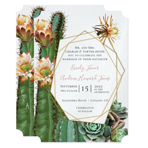 Cactus Wedding Invitations, Destination Wedding Invitation, Wedding Typography, Rsvp Invitation, Geometric Wedding Invitation, Cactus Wedding, Succulent Wedding, Desert Cactus, Geometric Wedding