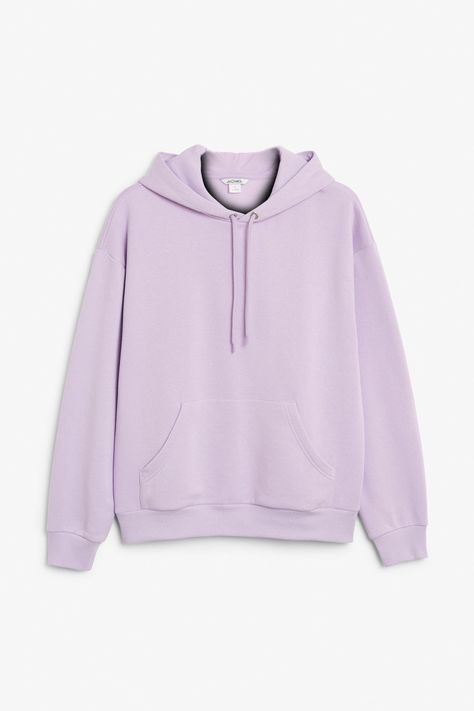 Front image of Monki classic hoodie in purple Trendy Hoodies, Purple Hoodie, Sweat Hoodie, Lavender Blue, Workout Sweatshirt, Workout Hoodie, Purple Fashion, Drawstring Hoodie, Cotton Hoodie