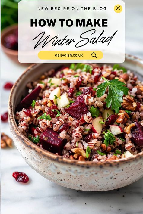 Winter Salad Salad With Beets, Apple Crunch, Buckwheat Salad, Roasted Leeks, Nutritious Lunch, Vegan Quinoa Salad, Buckwheat Recipes, Buckwheat Groats, Cold Weather Food