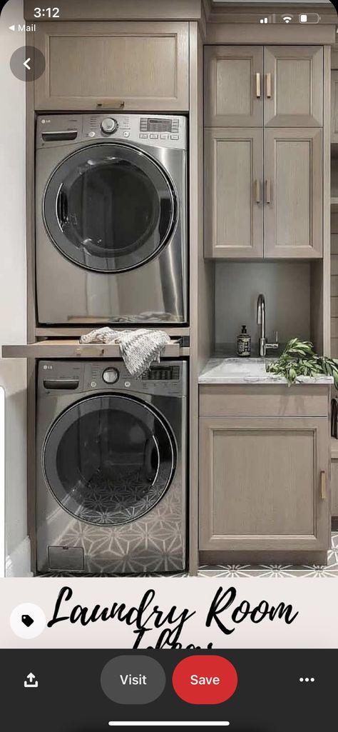 Stacked Washer Dryer Laundry Room, Stackable Laundry, Perfect Laundry Room, Utility Room Designs, Stacked Laundry Room, Modern Laundry, Redecorating Ideas, Pantry Laundry, Room Storage Diy