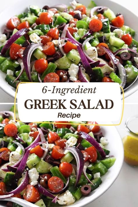 Discover the best healthy Greek Salad recipe with just 6 ingredients plus a flavorful dressing. Perfect for meal prep and versatile enough to enjoy as an appetizer or a hearty meal. #GreekSalad #HealthyRecipes #MealPrep #SaladRecipes Salad Asparagus, Best Greek Salad, Greek Dinners, Meal Prep Tips, Simple Dinners, Power Salad, Paleo Foods, Light Appetizers, Greek Salad Recipes