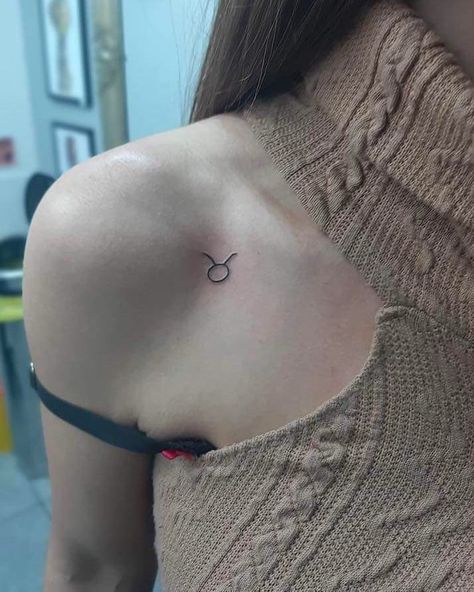 Taurus Symbol Tattoo, Taurus Symbol, A Small Tattoo, Taurus Symbols, Taurus Tattoo, Collarbone Tattoo, Tattoo On Arm, Bone Tattoo, Taurus Tattoos