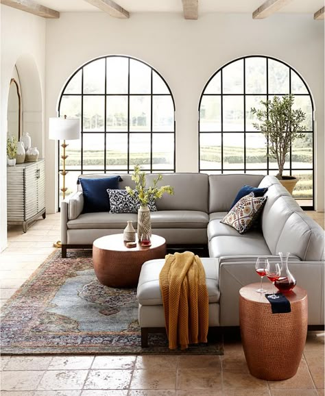 Grey Leather Sofa Living Room, Grey Leather Couch, Leather Sectional Living Room, Couch Grau, Grey Leather Sectional, Sofas Ideas Living Room, Leather Chaise Sectional, Grey Leather Sofa, Leather Couches Living Room