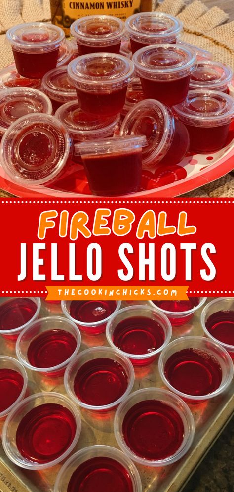 Tailgate Alcohol Ideas, Fireball Shots Jello, Simple Jello Shots, Fire Ball Jello Shots Recipe, Cherry Fireball Jello Shots, Sangria Jello Shots Recipes, Mimosa Jello Shots Recipes, Soju Jello Shots, Jello Shots With Titos