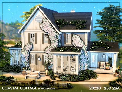 The Sims Resource - Coastal Cottage (NO CC) Sims 4 Cottage Download, Sims 4 Coastal Cottage, Sims 4 Boat House, Sims 4 Coastal House, Sims 4 Cottage, Cottage House, Sims 4 Build, August 21, Sims 4 Houses