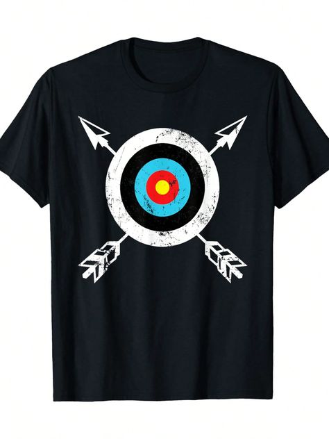 Bow And Arrow Archery Bow Arrow Archer - Archery Target T-Shirt Black Casual  Short Sleeve Knitted Fabric Animal,Graphic,Letter  Slight Stretch All Women Clothing, size features are:Bust: ,Length: ,Sleeve Length: Arrow Archery, Archery Target, Archery Bow, Bow Arrow, Bow Arrows, Bow And Arrow, Animal Graphic, Fabric Animals, Archery