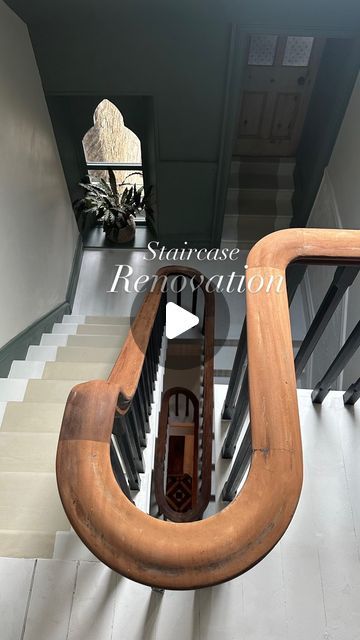 Rebecca Lewis - Home decor, styling & DIY on Instagram: "Staircase transformation ✨ The top of the stairs was all boxed in when we bought the house so we removed it and replaced a small skylight with a Velux window. It’s made it all feel much brighter. The banister was painted in green and white stripes at the top. Maybe someone was working with the curves to make it look like a snake! 🤔 🐍 I got the paint off and sanded it back but it’s just bare at the moment. I can’t decide whether to put some kind of finish on it as I quite like it just how it is. We’ve been up in the Lake District this week so I’ve not made much progress on any house projects. I might finally make a decision and buy some carpet for The Room of Doom today! Hope you have a lovely Friday. 😊 #staircase #victorianrenova Top Of The Stairs, Interior Stairs, Diy Style, Old House, Old Houses, Home Projects, Stairs, Home Decor