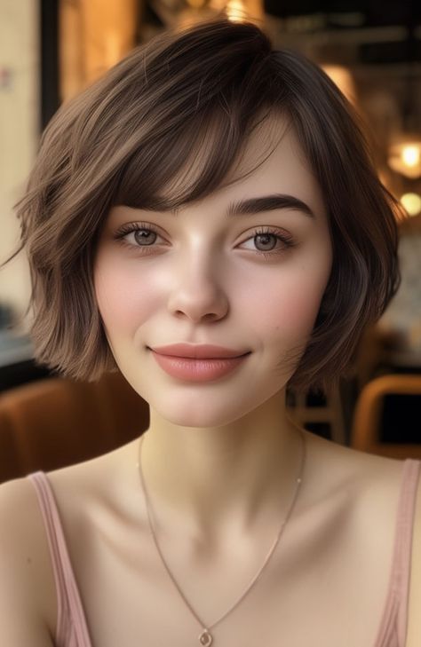 Tousled French Bob with Side Bangs Haircut Ideas Brown Hair, Bright Copper Hair, Bob With Side Bangs, Short Hair 40, Butterfly Hairstyle, Twist Box Braids, Ideas Haircut, Side Swept Curls, Hair Dye Ideas