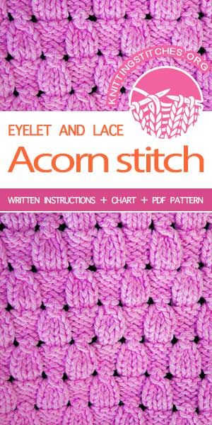 Acorn Knitting Pattern, Knit Purl Stitches, Studio Knit, Knitting Lace, Christmas Squares, Knitting Patterns Free Sweater, Knitted Lace, Knitting Basics, Knitting Patterns Free Hats