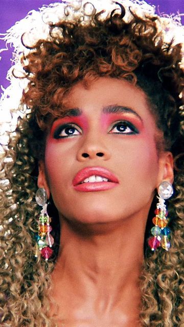 1980 Makeup, Whitney Houston 80s, 80s Hair And Makeup, 1980s Makeup And Hair, 80s Makeup Looks, 80’s Makeup, 1980s Makeup, Makeup Collage, 80s Party Outfits