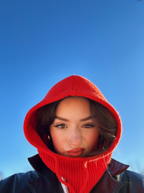 Fashion Balaclava, Red Balaclava, Goal 2024, Aesthetic Styles, Cozy Clothes, Edges Hair, Cozy Winter Outfits, Winter Photos, Spring Photos