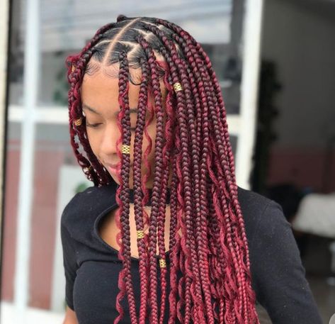 Crochet hair Jumbo Box Braids With Color, Box Braids Simple, Box Braids Crochet Hairstyles, Braids Crochet Hairstyles, Med Box Braids, Knotless Braid Styles, Box Braids With Color, Box Braid Styles, Box Braids Styles