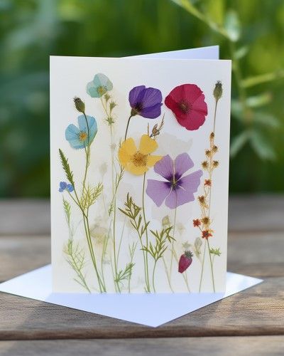 Flower Cards Handmade, Flower Greeting Cards, How To Make Greetings, Flower Stationary, Pressed Flowers Diy, Cards Craft, Pressed Flower Crafts, Kids Crafting, Hand Crafts For Kids