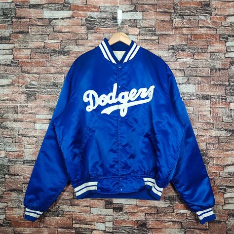 RARE Vintage 80s Distressed Los Angeles Dodgers Football Satin Jacket by Starter Dodgers Sweater Embroidery Logo Blue Color Men’s Fit XL by PreciousTagMy on Etsy Dodgers Sweater, Sweater Embroidery, Embroidery Sweater, Satin Jacket, Satin Jackets, Los Angeles Dodgers, Embroidery Logo, Jackets & Coats, Angeles