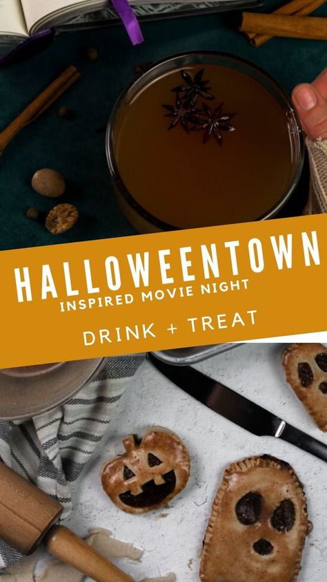 halloweentown movie night recipes | homemade apple cider | homemade pumpkin hand pies recipe Halloweentown Food Ideas, Halloween Movie Recipes, Halloween Town Food Ideas, Halloweentown Party Ideas, Halloweentown Food, Halloween Town Themed Food, Halloween Movie Themed Food, Halloweentown Themed Food, Halloween Town Themed Dinner