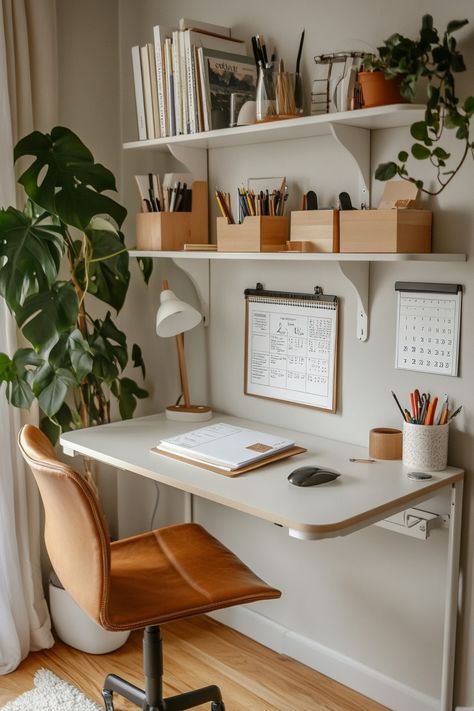 15 Tips for the Ultimate Cozy Desk Setup: From Gaming to Studying in Style – Elegant Inspo Home Office Japandi Style, Cute Desk Space, Office Set Up At Home, Japandi Office Room, Cozy Therapy Office Aesthetic, Bedroom And Workspace Ideas, Study Room Ideas Aesthetic, Cozy Home Office Decor, Ergonomic Office Setup Ideas