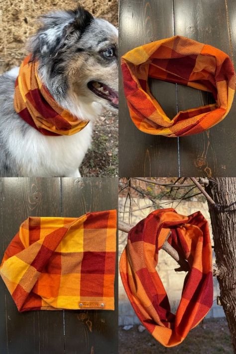 Dog Infinity Scarf, Dog Bandana Pattern, Flannel Scarf, Flannel Scarves, Dog Adventure, Neck Scarf, Dog Neck, Dog Bandana, Plaid Flannel