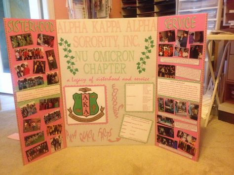 Alpha Kappa Alpha: Nu Omicron Chapter Freshman Orientation Tri-fold Trifold Poster Board Ideas Sorority, Poster Board Ideas Tri Fold, Sorority Poster Board Ideas, Sorority Trifold Board, Tri Fold Poster Board Ideas, Club Trifold Board Ideas, Sorority Activities, Tri Fold Poster Board, College Event Ideas