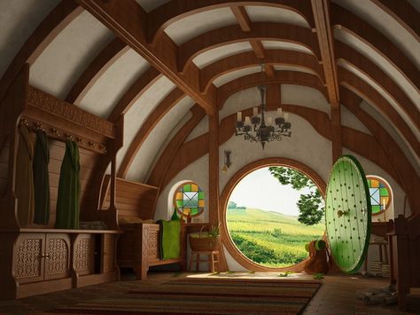 [Room] The Entrance Hall to Bag End, The Lord of the Rings/The Hobbit Decking Construction, Casa Do Hobbit, Case Sotterranee, Casa Hobbit, Earth Sheltered, Hobbit Hole, Cob House, Hobbit House, Round Door