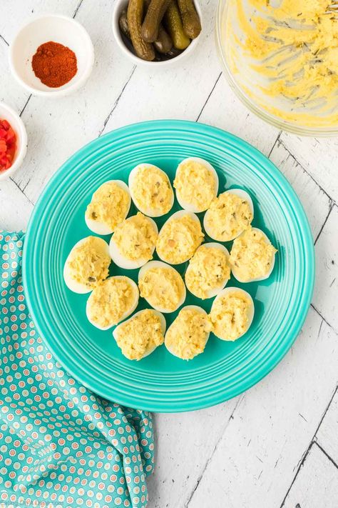 Paula Deen Deviled Eggs Paula Deen Deviled Eggs, Deviled Eggs Recipe Easy, Peeling Hard Boiled Eggs, Deviled Eggs Easy, Best Deviled Eggs, Paula Deen Recipes, Hot Pepper Sauce, Deviled Eggs Recipe, Sweet Pickles