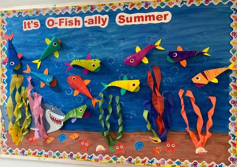 Teachers School Bulletin Board for Preschool Classroom/its | Etsy Pirate Bulletin Boards, Fish Bulletin Boards, Bulletin Board For Preschool, Beach Bulletin Boards, Summer Boards, Ocean Bulletin Board, Summer Bulletin Board, Creative Bulletin Boards, Acorn Cookies