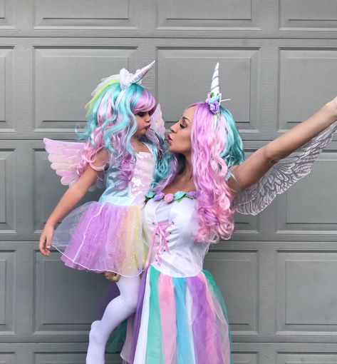 Mom And Daughter Unicorn Costume, Unicorn Couple Costume, Unicorn Family Halloween Costumes, Unicorn Halloween Costume For Kids, Girls Unicorn Costume, Diy Unicorn Costume, Unicorn Costume Kids, Girl Unicorn Costume, Unicorn Halloween Costume